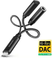 Photo de Adaptateur Axagon ADA-HCPD USB-C vers Jack 3,5mm + USB-C M/F (Noir)