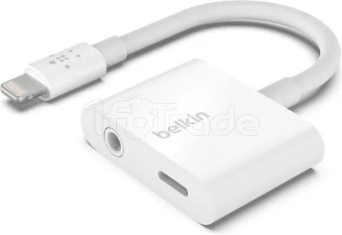 Photo de Adaptateur Belkin RockStar Lightning vers Jack 3,5mm + Lightning M/F (Blanc)