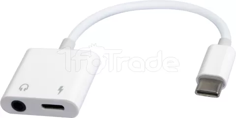 Photo de Adaptateur CableXpert USB-C vers Jack 3,5mm + USB-C M/F (Blanc)