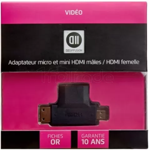 Adaptateur HDMI noir avec connecteur HDMI - entrée HDMI coudé à 270°