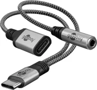 Photo de Adaptateur Goobay USB-C vers Jack 3,5mm + USB-C - 15cm M/F (Gris)