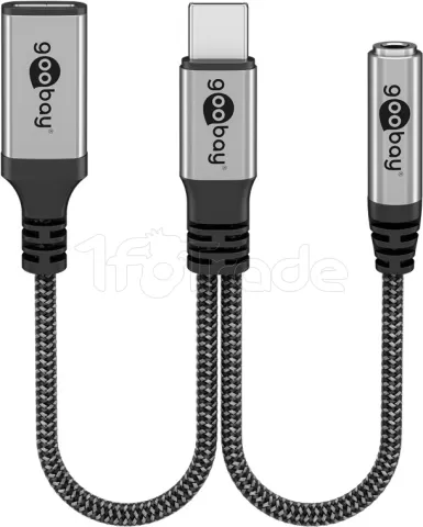 Photo de Adaptateur Goobay USB-C vers Jack 3,5mm + USB-C - 15cm M/F (Gris)