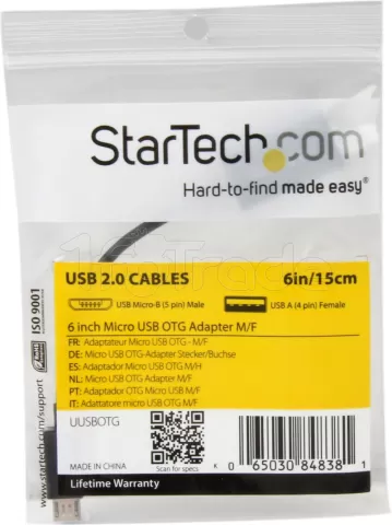 Photo de Adaptateur micro USB mâle vers USB femelle (OTG) Startech pour smartphone/tablette