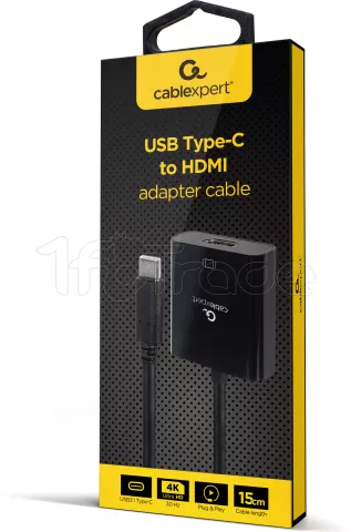 Photo de Adaptateur USB-C CableXpert vers HDMI 1.4 M/F 15cm (Noir)