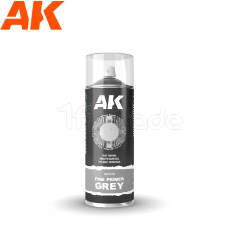 Photo de Ak Interactive Bombe sous-couche - Aérosol Fine Primer Grey (400mL) (2 Buses incluses)