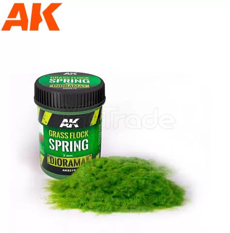 Photo de Ak Interactive Dioramas - Grass Flock Spring 2mm (250 ml)