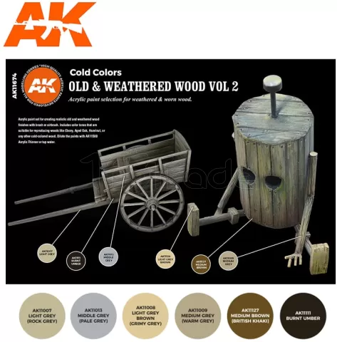 Photo de Ak Interactive Set de Peinture - Old Weathered Wood Vol.2