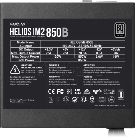 Photo de Alimentation ATX Gamdias Helios M2 - 850W (Noir)