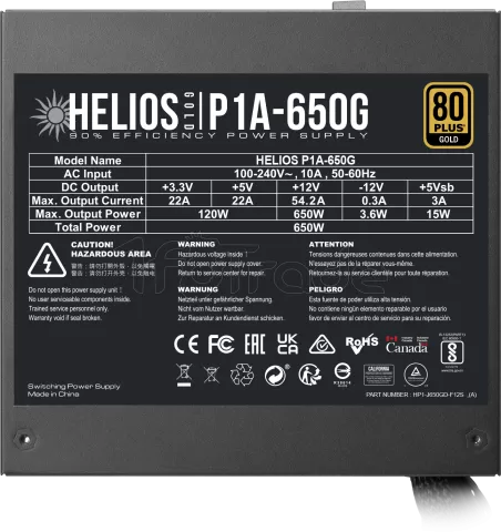 Photo de Alimentation ATX Gamdias Helios P1A - 650W (Noir)