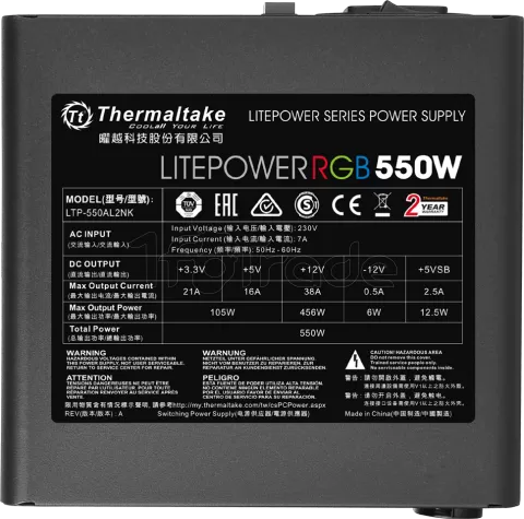 Photo de Alimentation ATX Thermaltake Litepower RGB - 550W (Noir)