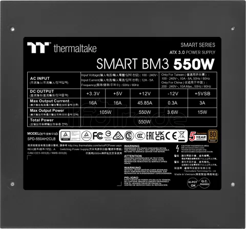 Photo de Alimentation ATX Thermaltake Smart BM3 - 550W (Noir)