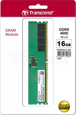 Photo de Barrette mémoire 16Go DIMM DDR5 Transcend JetRam 4800Mhz (Vert)