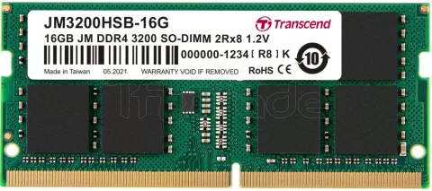 Photo de Barrette mémoire SODIMM 16Go DDR4 Transcend JetRam 3200Mhz CL22 (Vert)