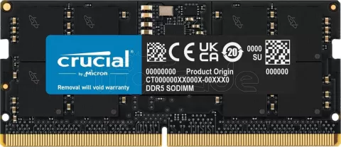 Photo de Barrette mémoire SODIMM DDR5 16Go Crucial 5600Mhz (Noir)