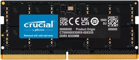 Photo de Barrette mémoire SODIMM DDR5 32Go Crucial 5200Mhz (Noir)