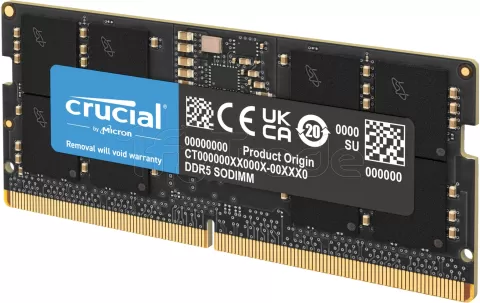 Photo de Barrette mémoire SODIMM DDR5 8Go Crucial 5600Mhz (Noir)