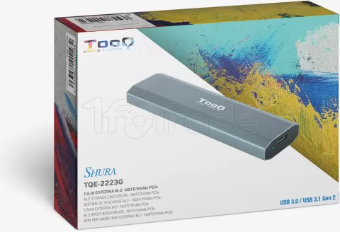 Photo de Boitier externe USB-C 3.2 Tooq Shura - S-ATA/NVMe M.2 Type 2280 (Gris)