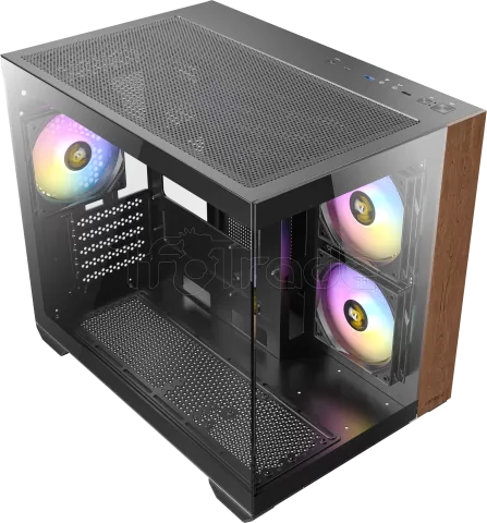 Photo de Boitier Mini Tour Micro-ATX Antec CX600M Wood RGB avec panneaux vitrés (Noir)