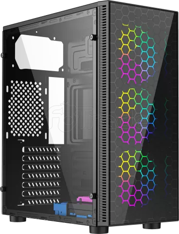 Photo de Boitier Mini Tour Micro ATX Gembird Fornac 200 RGB avec panneaux vitrés (Noir)