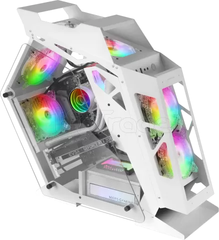 Photo de Boitier Mini Tour Micro ATX Mars Gaming MC61 RGB avec panneau vitré (Blanc)