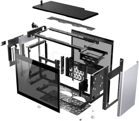 Photo de Boitier Mini Tour Mini ITX Jonsplus i100 Pro avec panneaux vitrés (Argent)