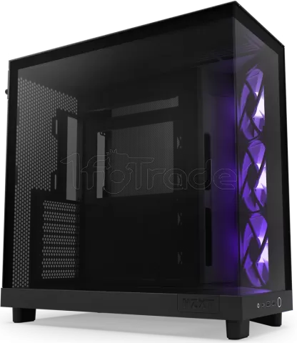 Photo de Boitier Moyen Tour ATX NZXT H6 Flow RGB avec panneaux vitrés (Noir)