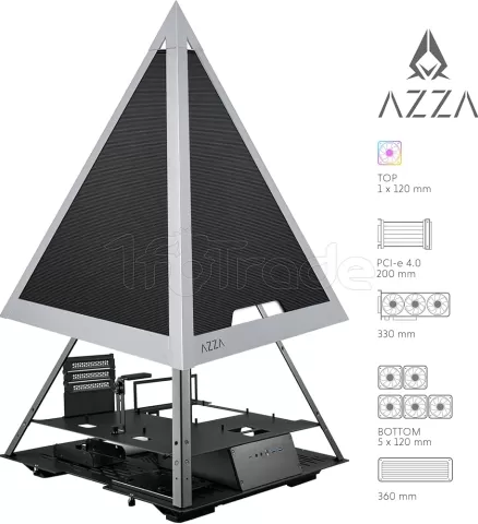 Photo de Boitier Pyramide E-ATX Azza Pyramid Mesh (Argent/Noir)