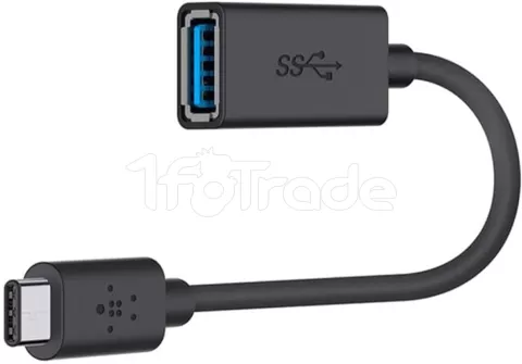 Photo de Câble adaptateur Belkin USB-A vers USB-C F/M 15cm (Noir)