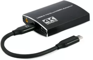 Photo de Câble Adaptateur CableXpert USB-C vers 2x HDMI 15cm (Noir)