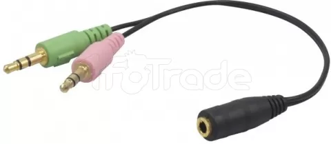 Photo de Cable Adaptateur Jack 3"1/2 F vers 2x Jack 3"1/2 M 20cm (Noir)