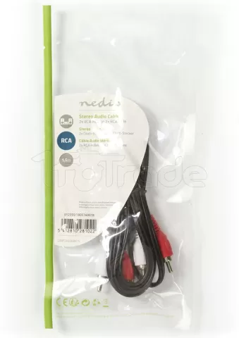 Photo de Cable Audio 2x RCA vers 2x RCA Nedis 1,5m (Noir)