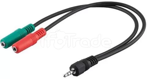 Photo de Cable audio D2 Diffusion Jack 3,5mm Mâle vers 2 x Jack 3,5mm Femelle 0.20m (Noir)