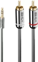 Photo de Cable Audio Lindy Cromo Line 2x RCA vers 1x Jack 3,5mm Mâle 10m (Gris)