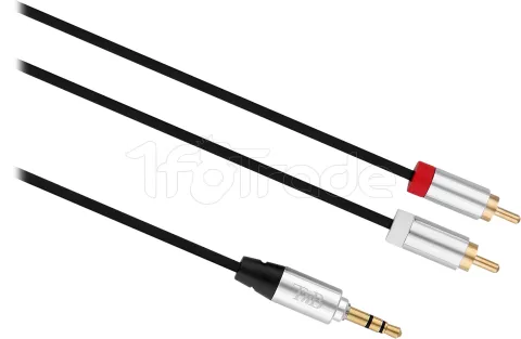 Photo de Cable audio T'nB Jack 3,5mm vers 2x RCA 3m M/M (Argent/Noir)