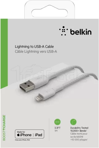 Photo de Câble Belkin BoostCharge USB-A vers Lightning 1m M/M (Blanc)