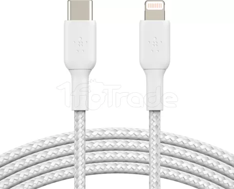 Photo de Câble Belkin BoostCharge USB-C vers Lightning 2m M/M (Blanc)