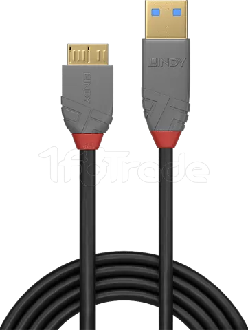 Photo de Cable Lindy Anthra Line USB 3.2 vers Micro B M/M 1m (Gris)