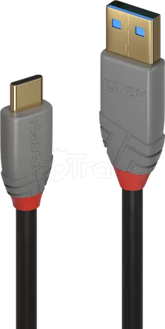 Photo de Cable Lindy Anthra Line USB-A/C 3.2 - 2m M/M (Gris/Rouge)