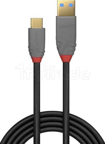 Photo de Cable Lindy Anthra Line USB-A/C 3.2 - 2m M/M (Gris/Rouge)