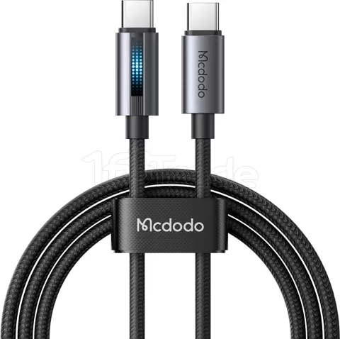 Photo de Câble Mcdodo Breathing Light USB-C avec écran 1,2m M/M 100W (Gris/Noir)