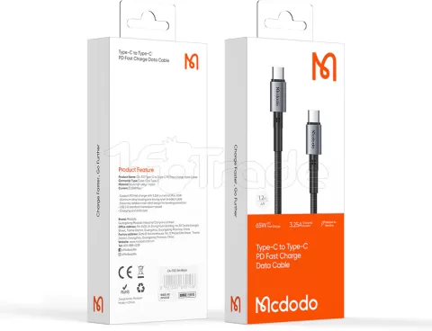 Photo de Câble Mcdodo USB-C 1m M/M 65W (Gris/Noir)