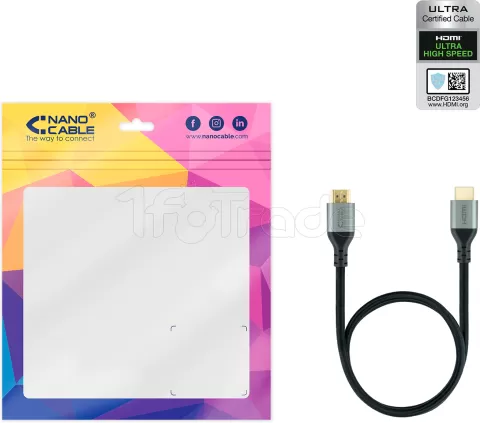 Photo de Câble Nanocable HDMI 2.1 M/M 1m (Noir/Gris)