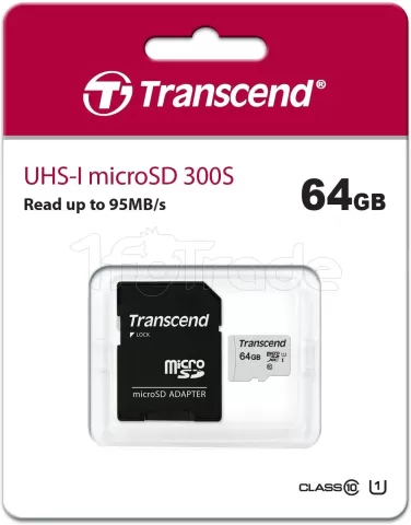 Photo de Carte mémoire Micro SD Transcend USD300S - 64Go avec adaptateur SD