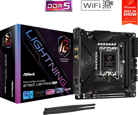 Photo de Carte Mère ASRock B760I Phantom Gaming Lightning WiFi DDR5 (Intel LGA 1700) Mini ITX