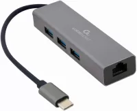 Photo de Carte Réseau CableXpert USB-C 3.1 vers RJ45 et Hub 3 ports