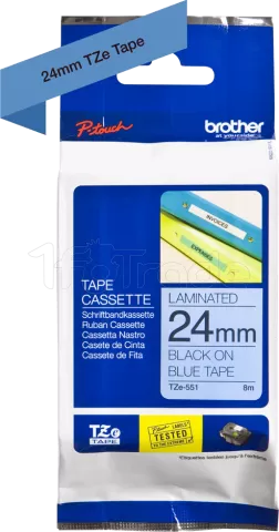 Photo de Cassette de Ruban Brother TZe-551 24mmx8m (Noir/Bleu)