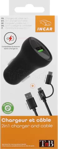 Photo de Chargeur Allume Cigare T'nb 1x USB-A 18W + cable inclus  (Noir)