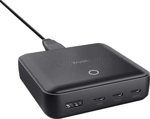 Photo de Chargeur de bureau Trust Maxo - 3x USB-C + 1x USB-A 100W (Noir)