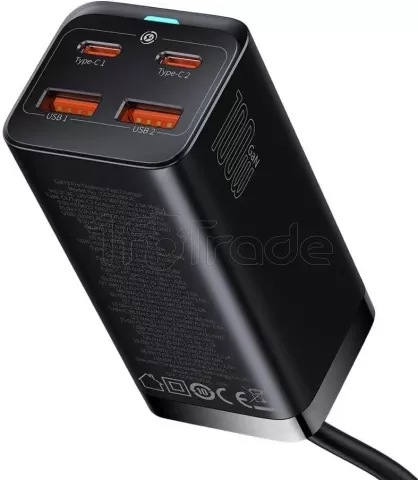 Photo de Chargeur secteur Baseus Rapid 2x ports USB-A + 2x port USB-C 100W (Noir)