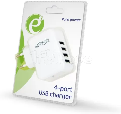 Photo de Chargeur secteur EnerGenie 4x USB-A (Blanc)